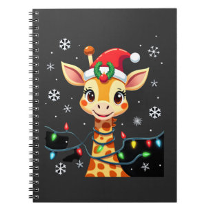 Carnet Lumières de Noël de girafe mignonne Chapeau de Pèr