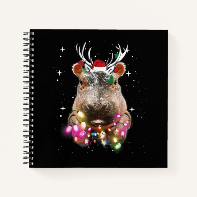 Carnet Lumières de Noël Hippo Fiona Hippopotamus Lover (Devant)