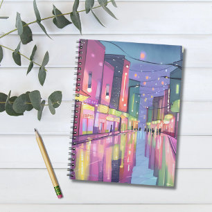 Carnet Lumières nocturnes de la ville Lofi Aquarelle co