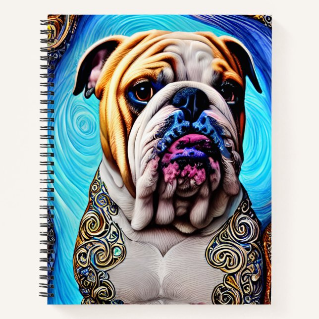 Carnet Lumineuse Bulldog Blue Ocean Wave Pointillisme (Devant)
