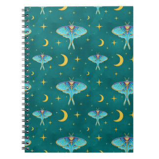 Carnet Luna Moth Céleste Lunes & Étoiles Turquoise
