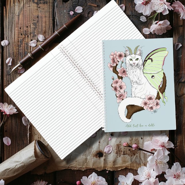 Carnet Luna Moth Moth Blanc Chat Vert (Créateur téléchargé)