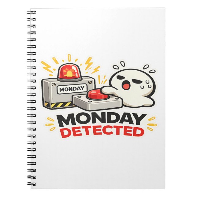 Carnet Lundi Détecté - Alarme de Personnage Drôle Mignon  (Devant)