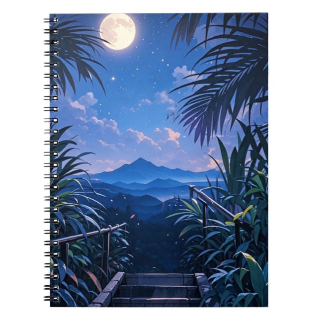 Carnet lune brillante et nuit de jungle (Devant)