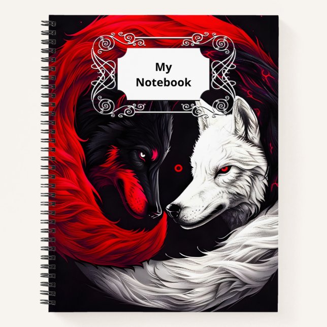 Carnet Lune Crimson Loup blanc rouge (Devant)