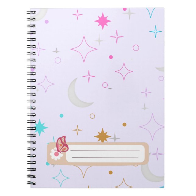 Carnet Lune & Étoiles  Lavande Minimaliste (Devant)