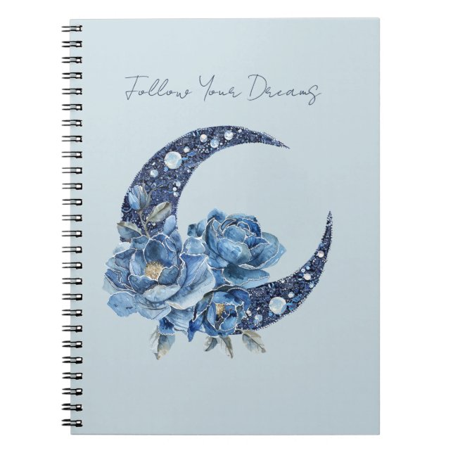 Carnet Lune Florale Bleue (Devant)