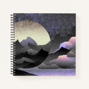 Carnet Lune lunaire et montagnes Art Abstrait