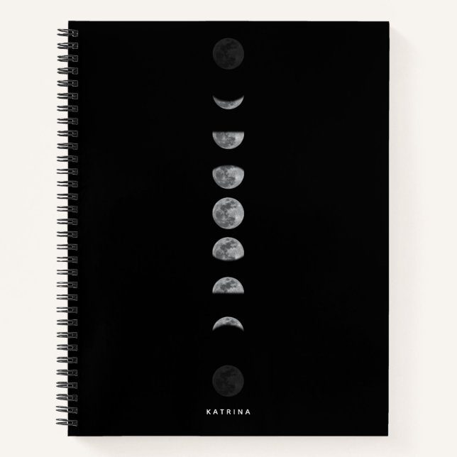 Carnet Lune lunaire Phases Céleste Nom Customisé (Devant)
