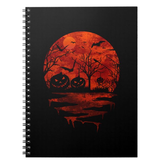 CARNET LUNE ROUGE EFFRAYANTE D'HALLOWEEN (Devant)