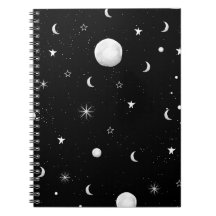 Lunes et étoiles noires et blanches