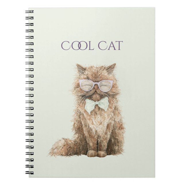 Carnet Lunettes Cool Cat Marron Menthe   (Devant)
