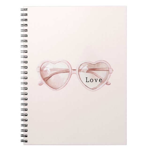 Carnet Lunettes de cœur rose Amour (Devant)