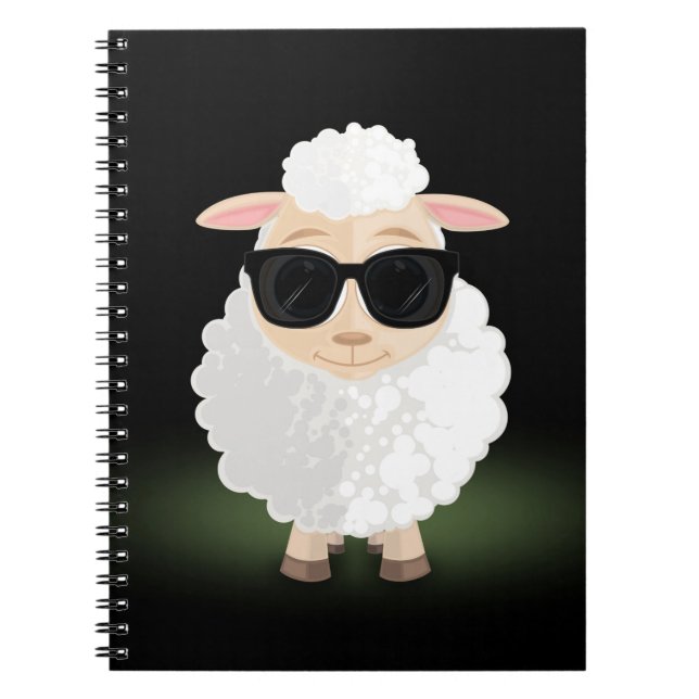 Carnet Lunettes de soleil Cool Sheep Néon Vert Dessin Ani (Devant)