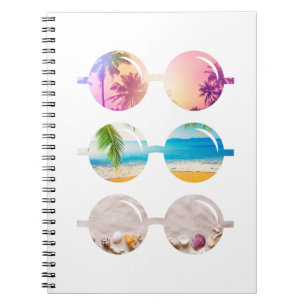 Carnet Lunettes de soleil couché de soleil palmiers voyag