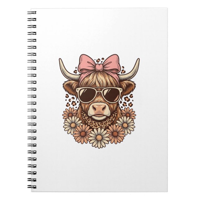 Carnet Lunettes de soleil de vache des Highlands mignonne (Devant)