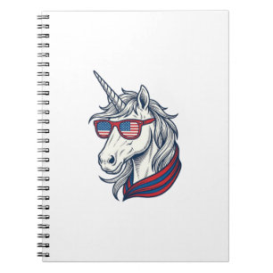Carnet Lunettes de soleil drapeau de licorne patriotique