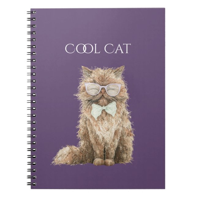Carnet Lunettes marron chat cool   (Devant)