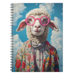 Carnet Lunettes rose mouton élégant Floral Attire Blue Sk