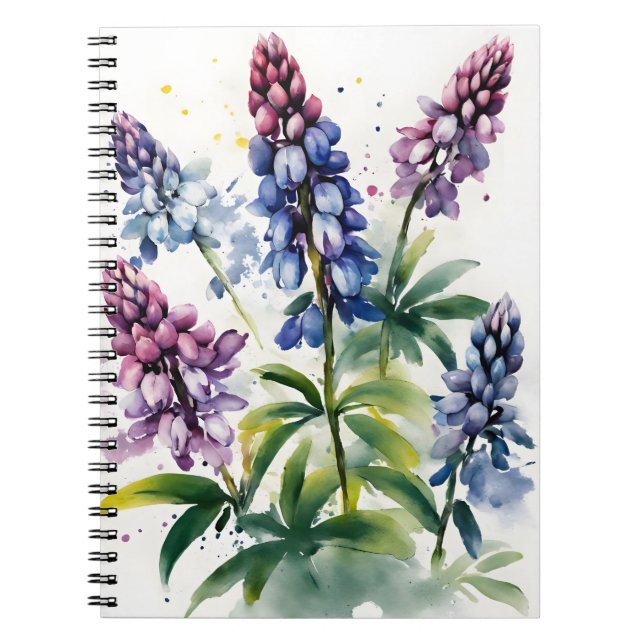 Carnet Lupin - Watercolor flowers (Devant)