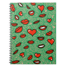 Lush Love : Red Lips & Hearts Pop on Green