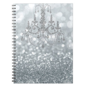 Carnet Lustre Argenté Blanc Bokeh Glam Lustre Étincelle