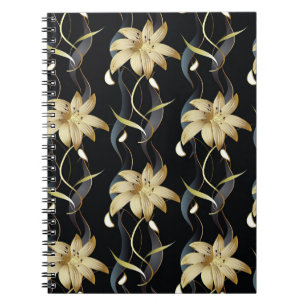Carnet Luxe à rayures florales : Vintage 3D.
