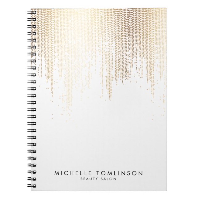Carnet Luxe Faux Gold Confetti Motif de pluie (Devant)