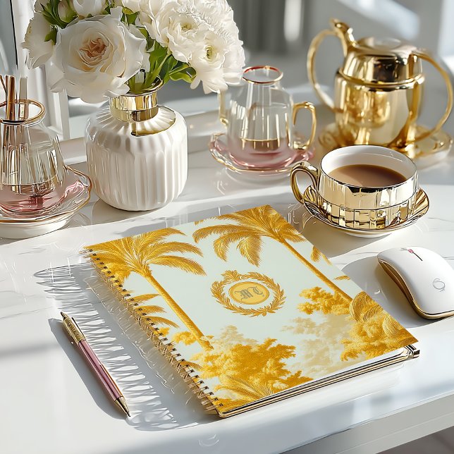 Carnet Luxe Imperial Gold Palm Tree Business (Stylish Luxe Imperial Gold Palm Monogrammed Journal )