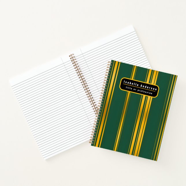 Carnet Luxe Moderne Green Gold Linen Texture Collection (Intérieur)