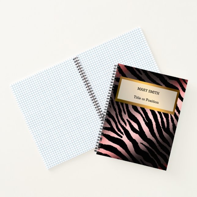 Carnet Luxe Moderne Silver Pink Tiger Ajouter Votre Texte (Intérieur)