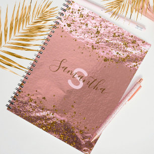 Carnet Luxe Rose Gold Foil Glitterie élégant Chic Personn