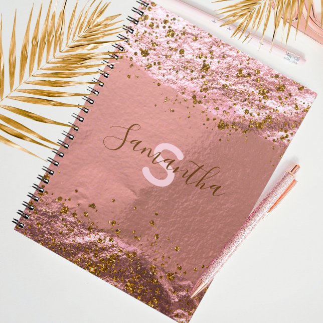 Carnet Luxe Rose Gold Foil Glitterie élégant Chic Personn (Créateur téléchargé)
