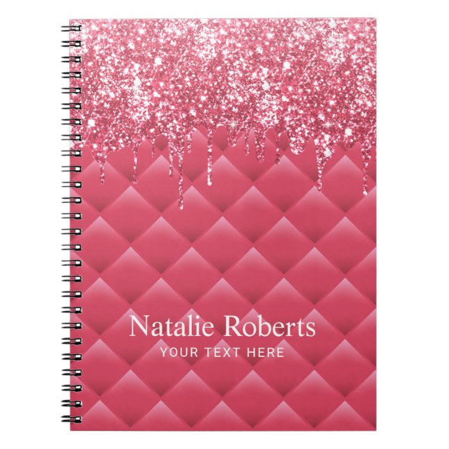 Carnet Luxe Rose Quilé Moderne Parties scintillant Driver (Devant)