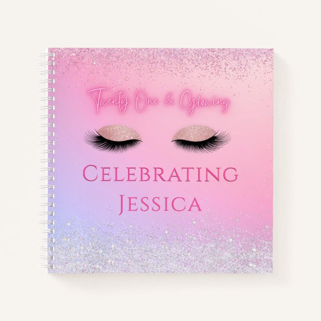 Carnet Luxe Rose Twenty One & Glowing 21e Anniversaire (Devant)