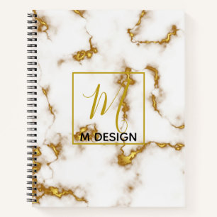 Carnet Luxe Royal Marble Or Monogramme Design d'entrepris