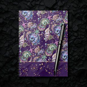 Carnet Luxe violet sous-marine Dark Pastel Gold Sea Lif