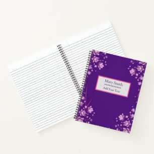 Carnet Luxueux violet Rose moderne Floral Ajouter Votre T