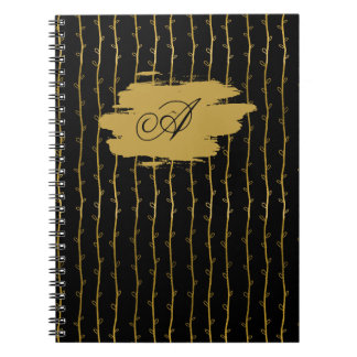 Carnet Luxurious Black & Gold Leaf Personalized Notebook