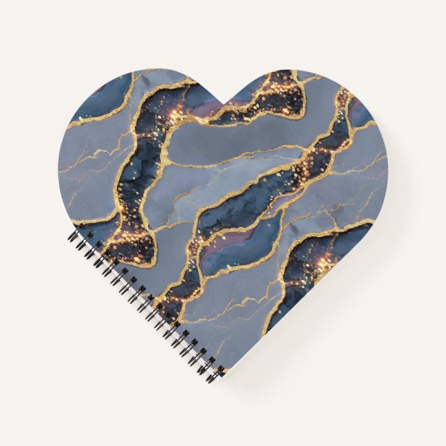 Carnet Luxury Dark Gray Marble Texture with Gold Veins (Devant)