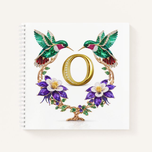 Carnet Luxury Initial O Monogram Hummingbird Jeweled (Devant)