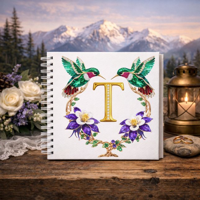 Carnet Luxury Initial T Wedding Hummingbird Jewel Gift (Créateur téléchargé)