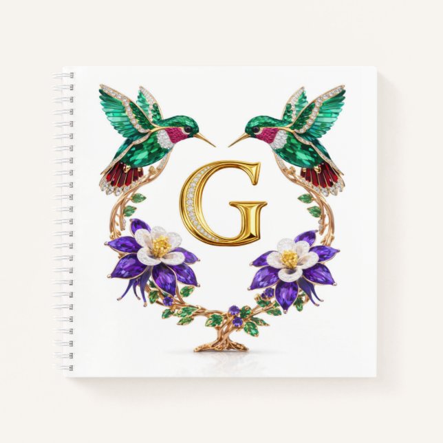 Carnet Luxury Letter G Wedding Hummingbird Monogram Gift (Devant)