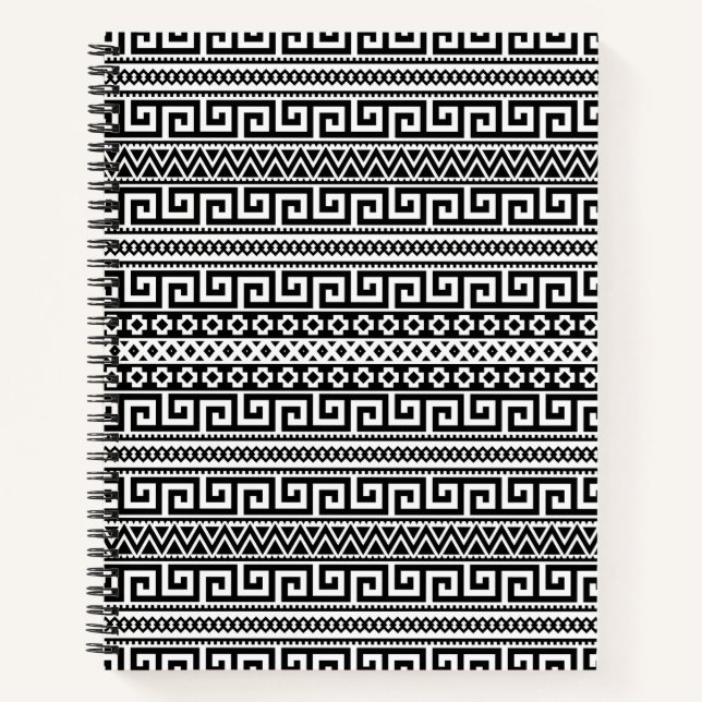 Carnet Luxury Monochrome Ancient Greek Aztec Maze Linear  (Devant)
