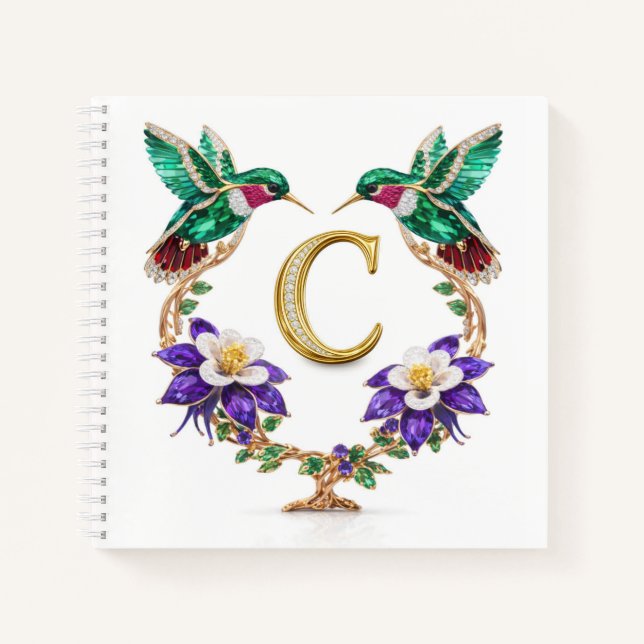 Carnet Luxury Monogram C Hummingbird Jeweled Wedding (Devant)