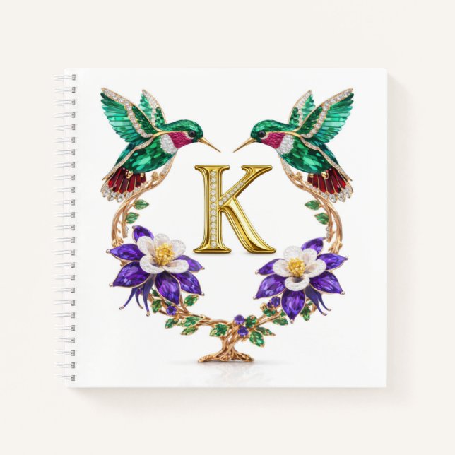 Carnet Luxury Monogram K Hummingbird Jeweled Gift  (Devant)