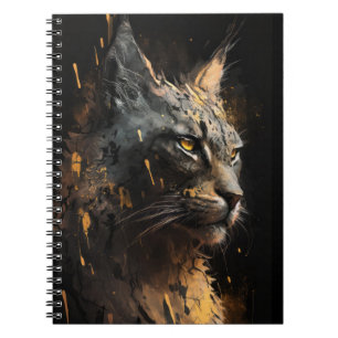 Carnet Lynx Portrait Animal Nature Faune Peinture Sombre