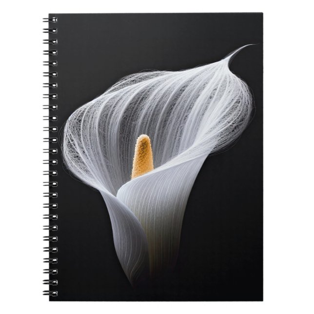Carnet Lys Calla Blanc Sur Noir (Devant)