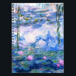 Carnet Lys d'eau rose Monet<br><div class="desc">Un carnet en spirale de nénuphars rose de Monet est orné de belles nénuphars roses flottant dans un étang bleu calme avec des nénuphars. Un grand cadeau Monet pour les amateurs d'impressionnisme et d'art français. Impressionnisme nature serein avec de belles fleurs et paysage d'étang pittoresque.</div>