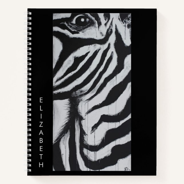 Carnet M. Zèbre Animal Faune Abstrait Art Original (Devant)